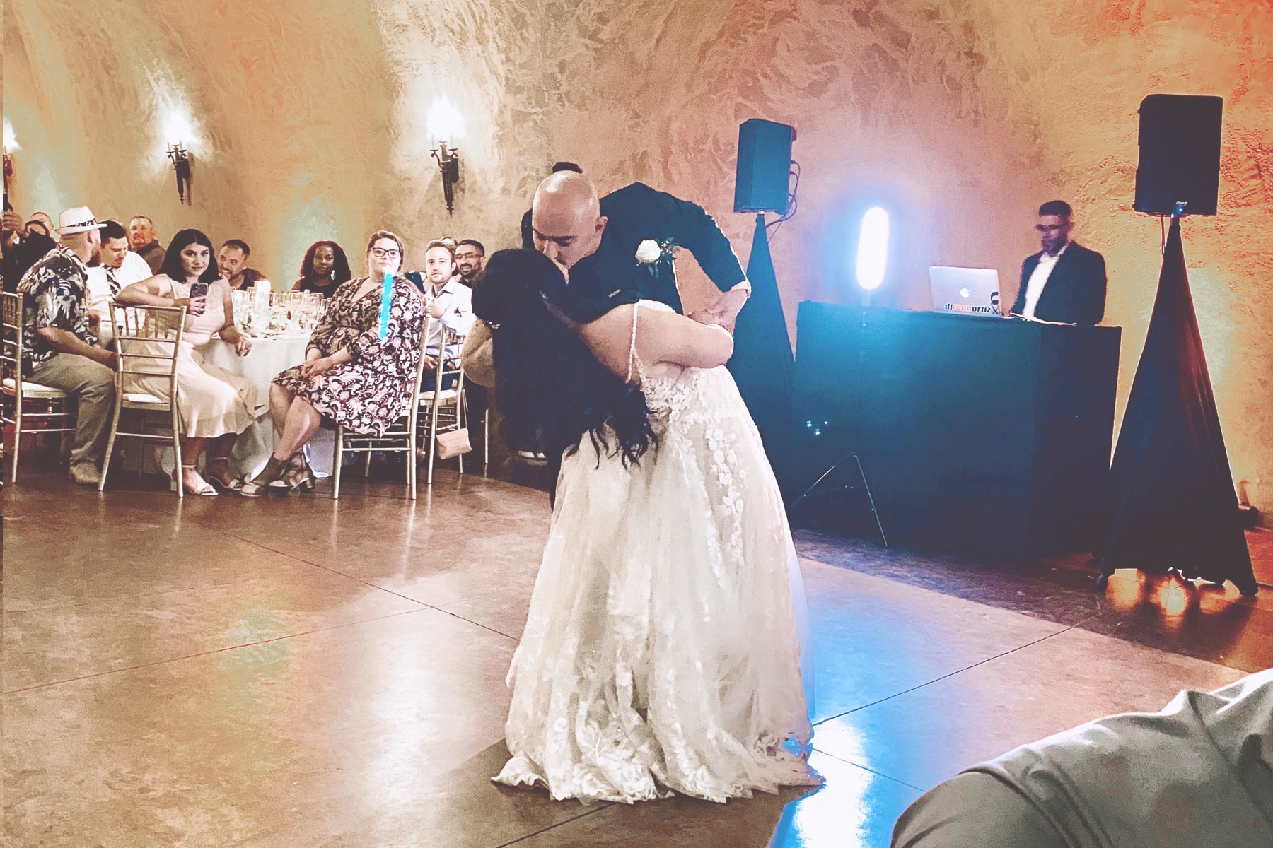 Bride and groom sharing a romantic first dance choreographed to Blessed in Northern California